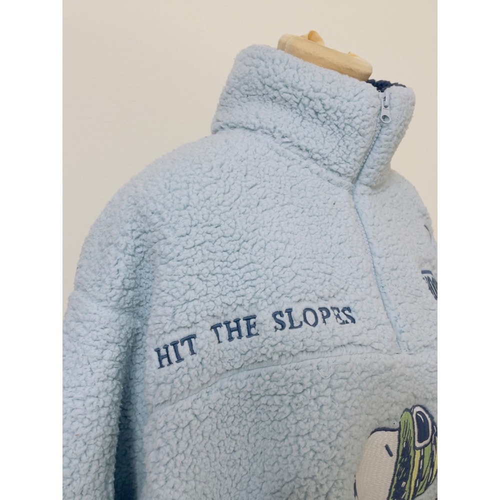 Peanuts Women Blue Snoopy Stay Cool Sherpa Quarter Zip Fleece Pullover XL - Picture 3 of 7